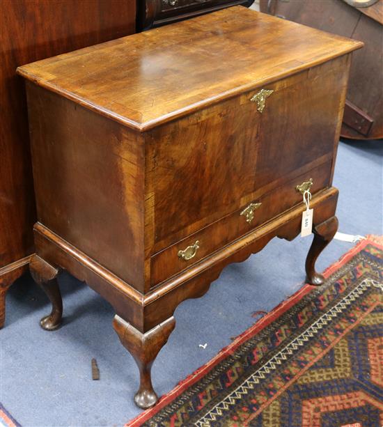 A walnut mule chest on stand W.73cm